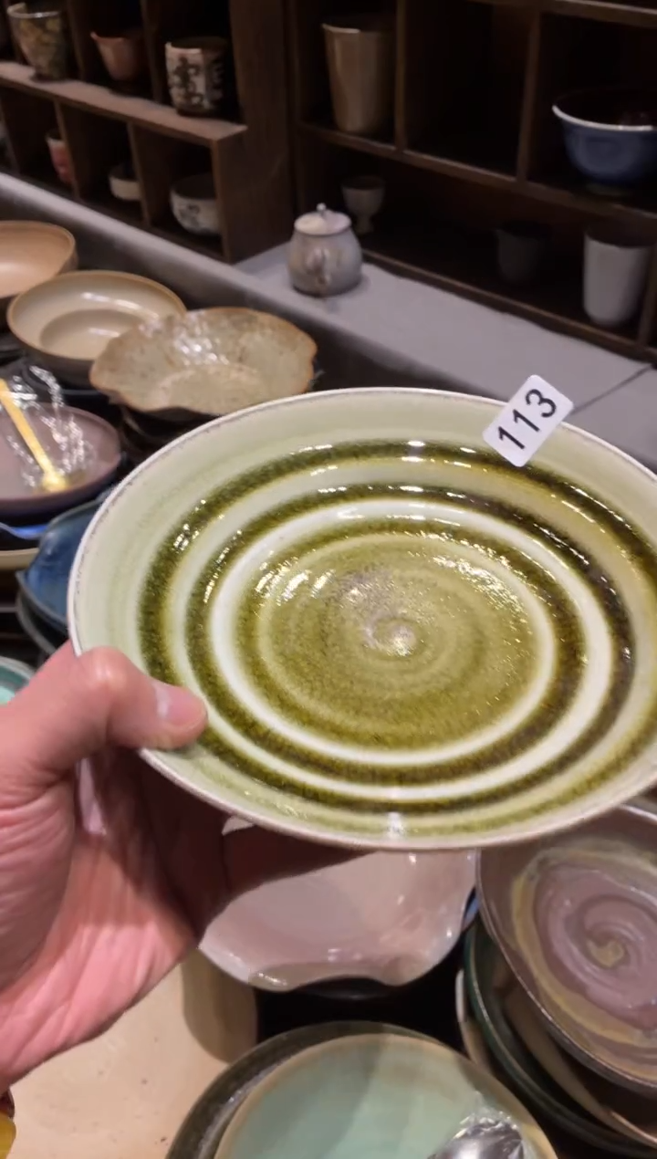 瓷片S****g113玻化绿螺纹盘1个