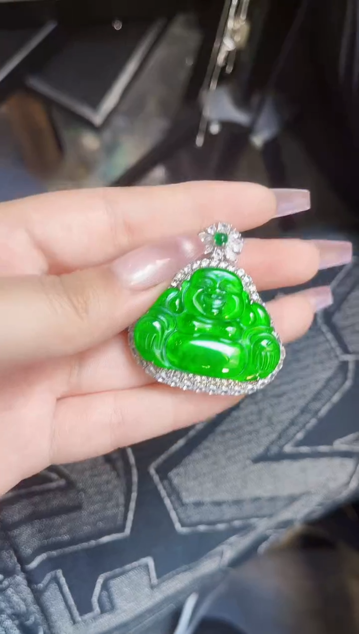 【闪购商品】翡翠吊坠(不含链)银S925镶嵌佛公