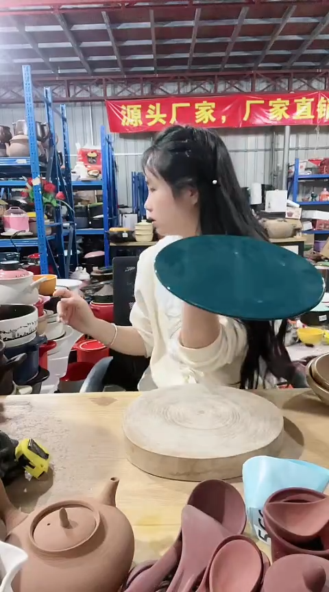 陶瑕疵25绿色圆垫不可明火