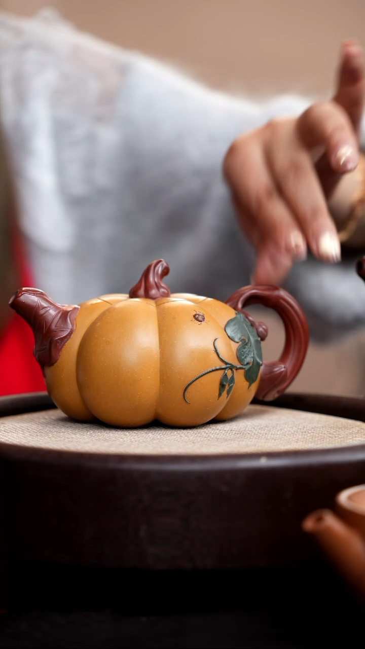 【闪购商品】紫砂茶壶黄金段三色南瓜壶