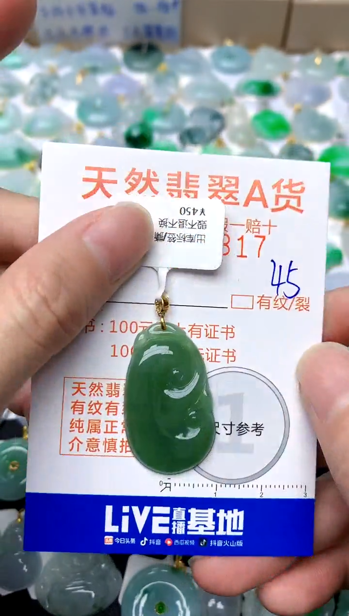 【闪购商品】翡翠颈饰18K金镶嵌45天然A货翡翠