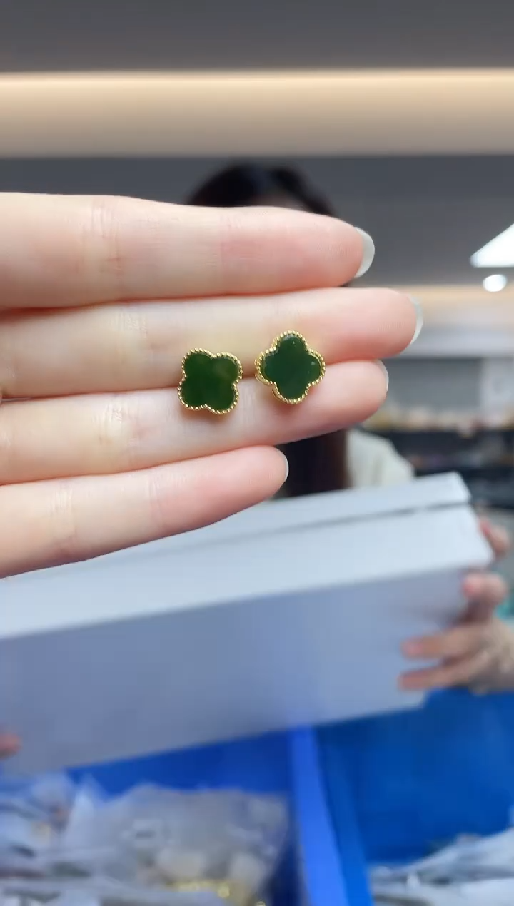 和田玉银S925镶嵌耳饰YUL40121