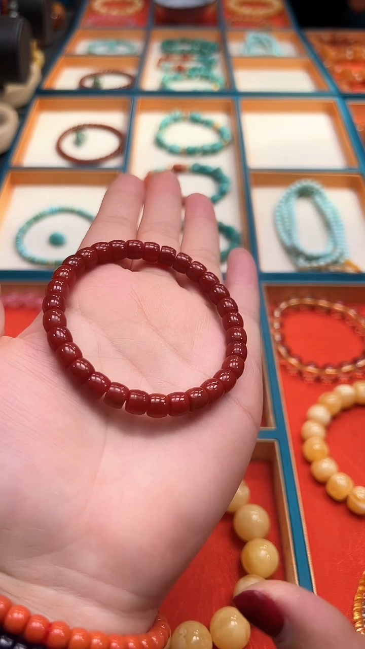 未镶嵌手串南红玛瑙国检证书    7+南红精工直切老型单圈