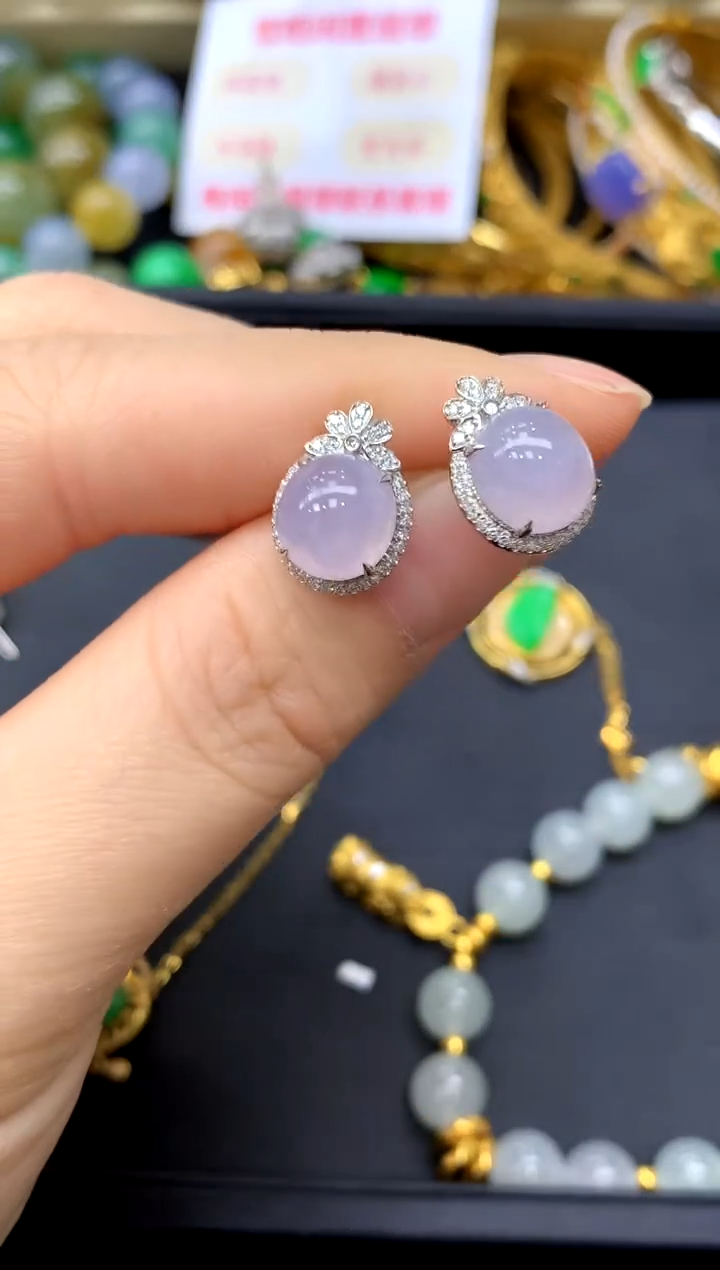 18K金镶嵌翡翠耳饰352-中国好珍宝