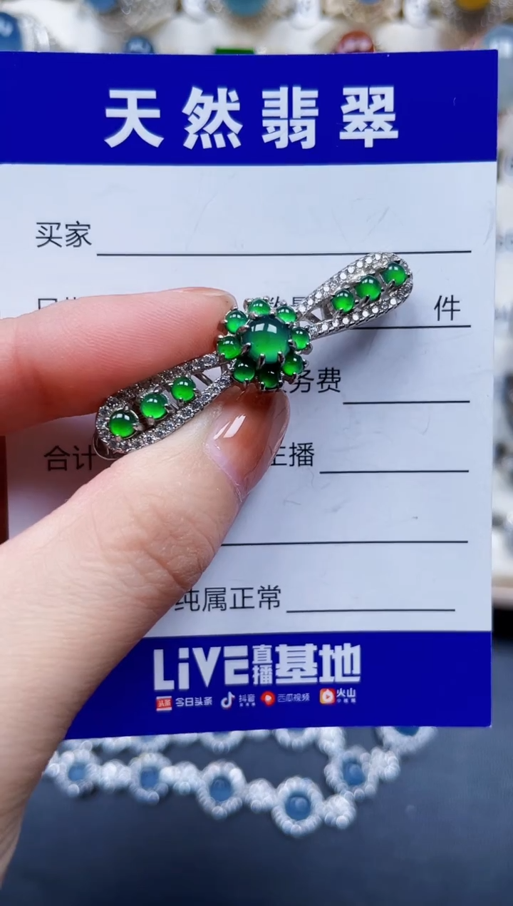 颈饰银S925镶嵌翡翠419