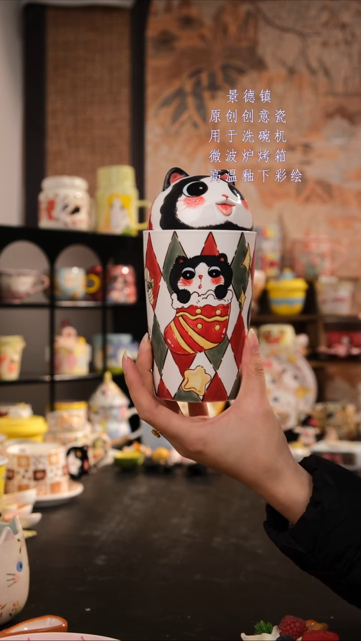 摆件陶旺得可以陶瓷手工手绘设计师款