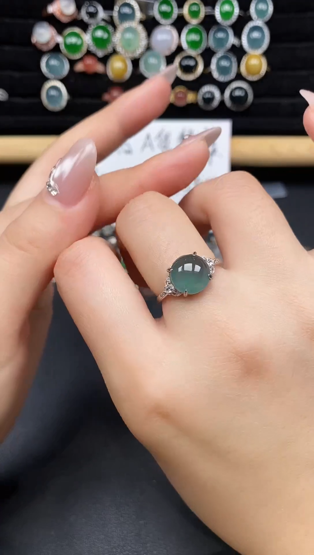 银S925镶嵌戒指翡翠35748