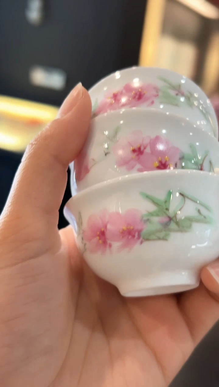 【闪购商品】杯子水点桃花小主人杯3个