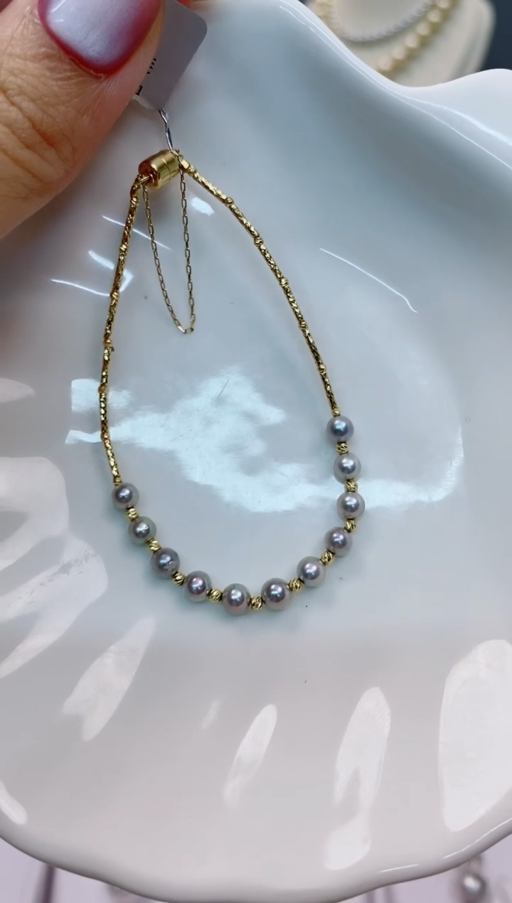 【闪购商品】海水珍珠手链18K金镶嵌4-4.5海水珍珠手链