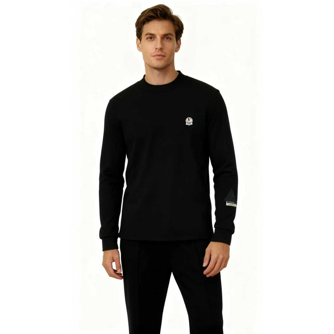 MOTOCAR2025秋季新款男士宽松长袖圆领修身型长袖百搭款男士打底