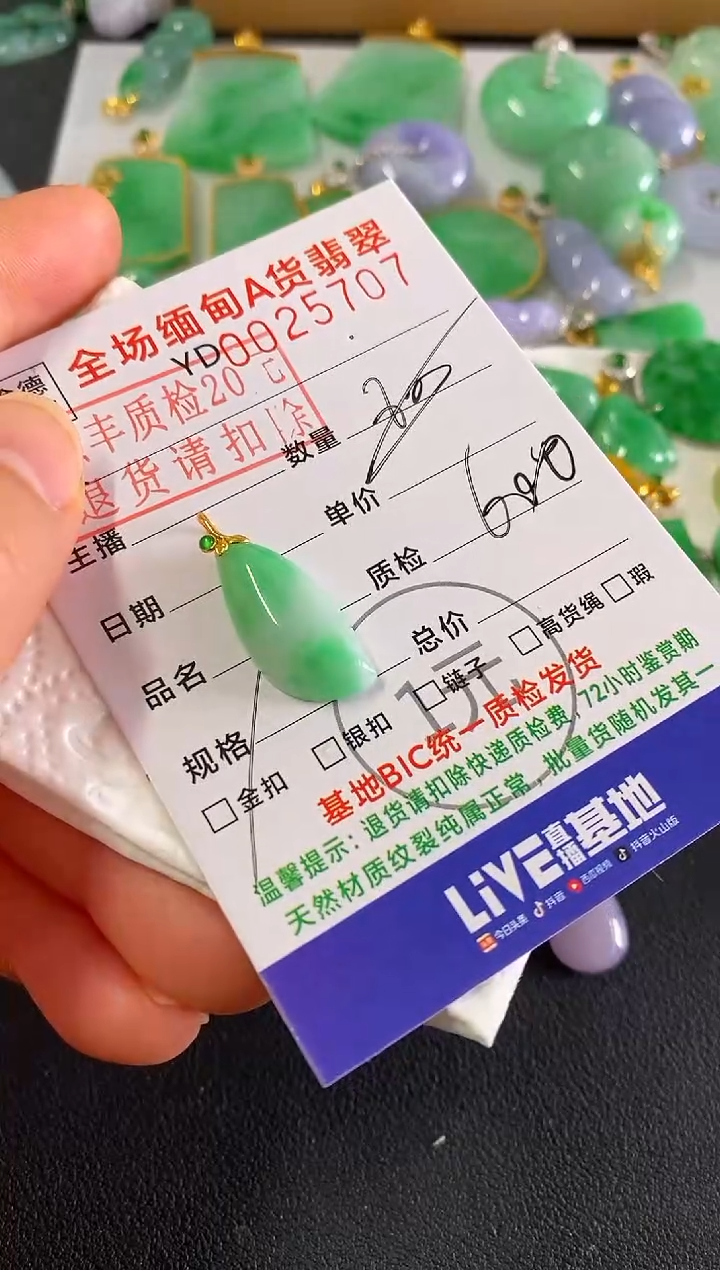 吊坠(不含链)18K金镶嵌翡翠随型