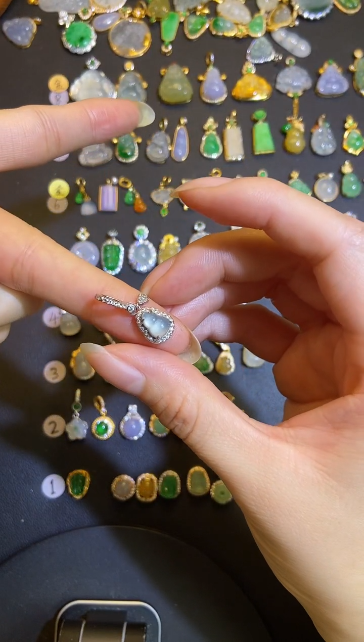 吊坠(不含链)银S925镶嵌翡翠@****°1