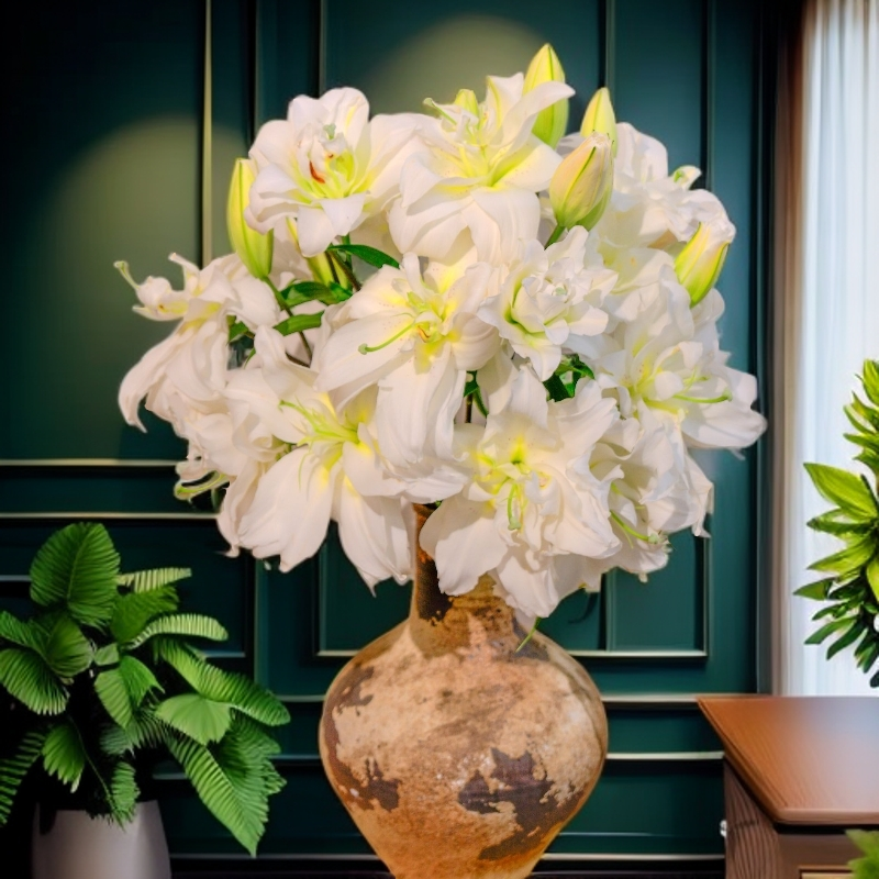 云南木木花卉 白雪公主 清新淡雅白色重瓣百合日常瓶插鲜花