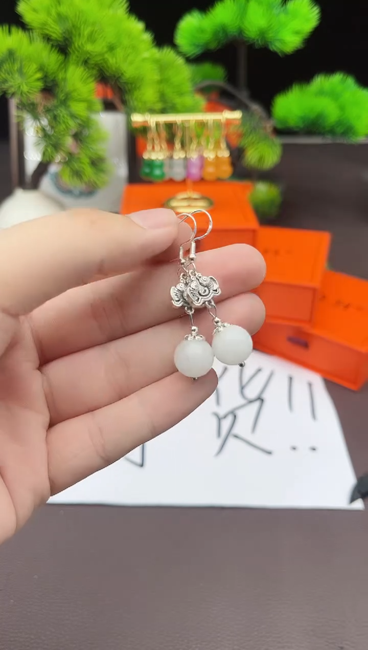 【闪购商品】玛瑙/玉髓耳钉银S925镶嵌435000