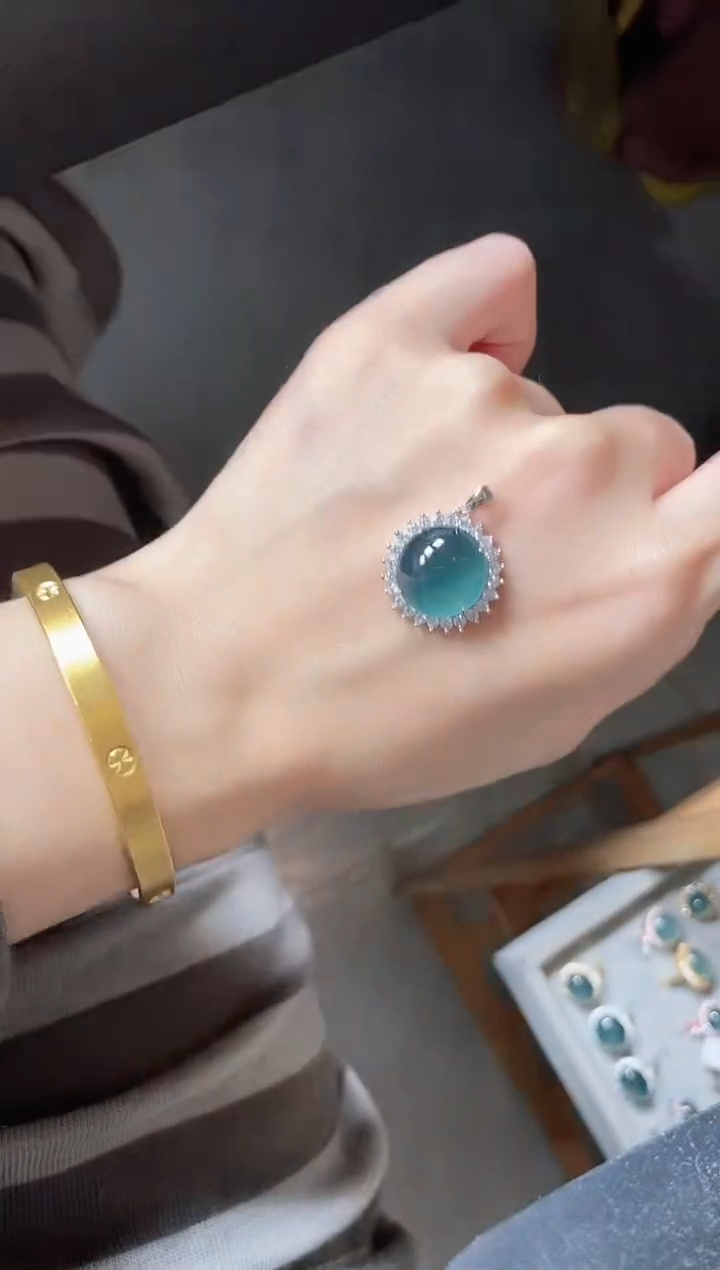 翡翠戒指银S925镶嵌5411