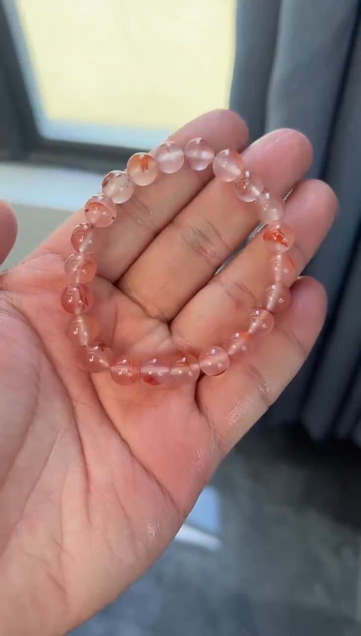 未镶嵌手链南红玛瑙A1九口高冰飘花手串8mm+