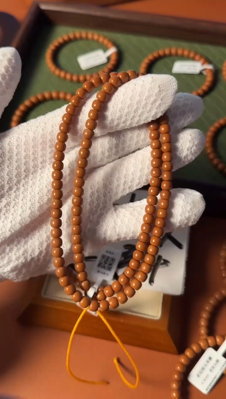 手串橄榄核【168核尖】6.3mm老挝核尖老型108三花面无白树王老料