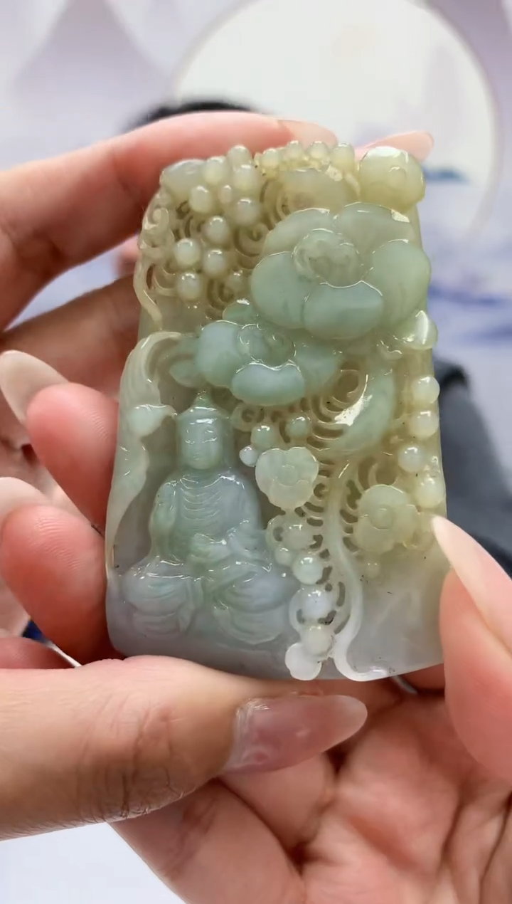 【闪购商品】定制翡翠未镶嵌5060MM-毛货挂件19