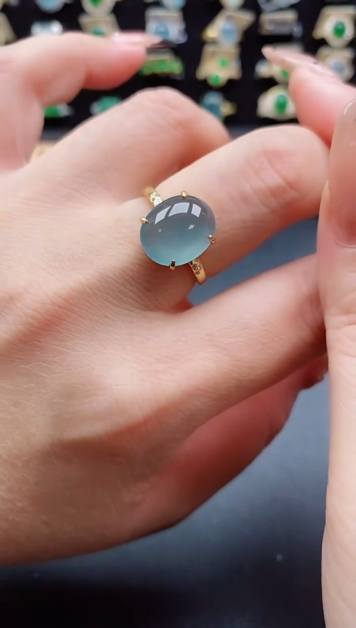 银S925镶嵌戒指翡翠1