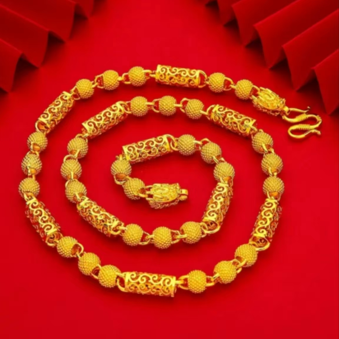 合金项链 合金项链 新款【帝王祥云项链】镂空潮流时尚男士百搭金色