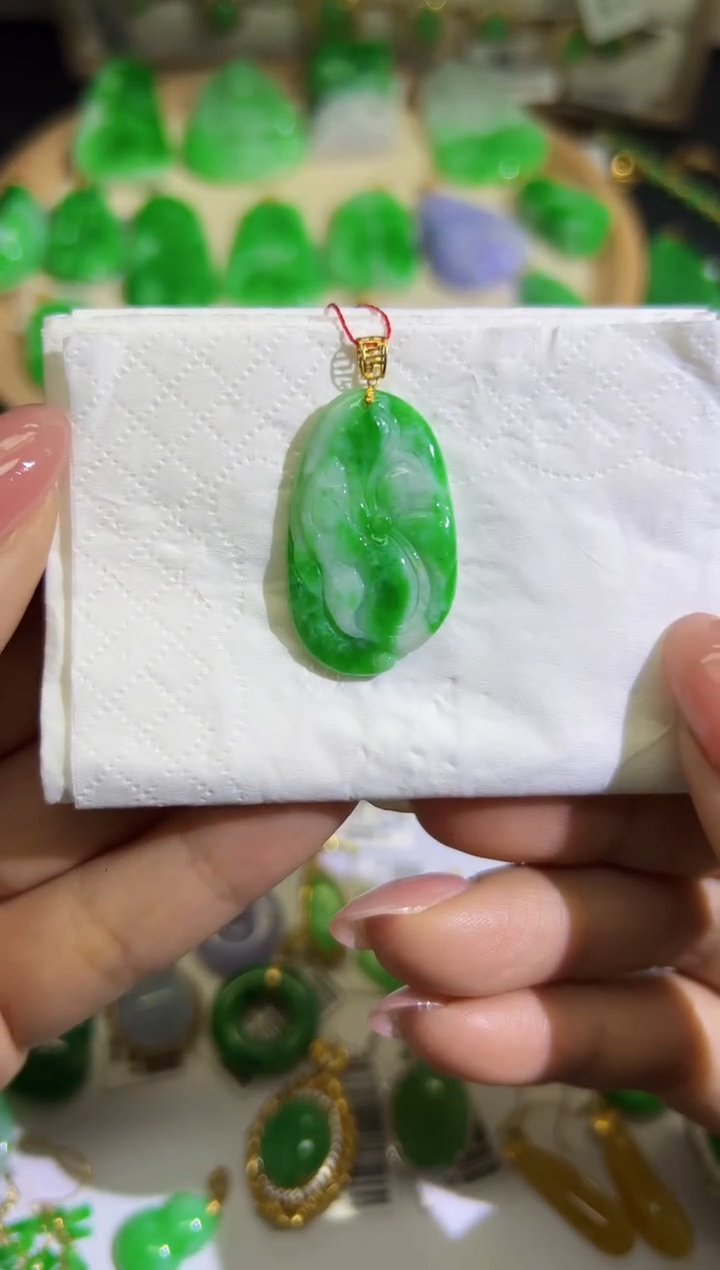 【闪购商品】翡翠颈饰18K金镶嵌Q缅料A货翡翠/支持复检/一件