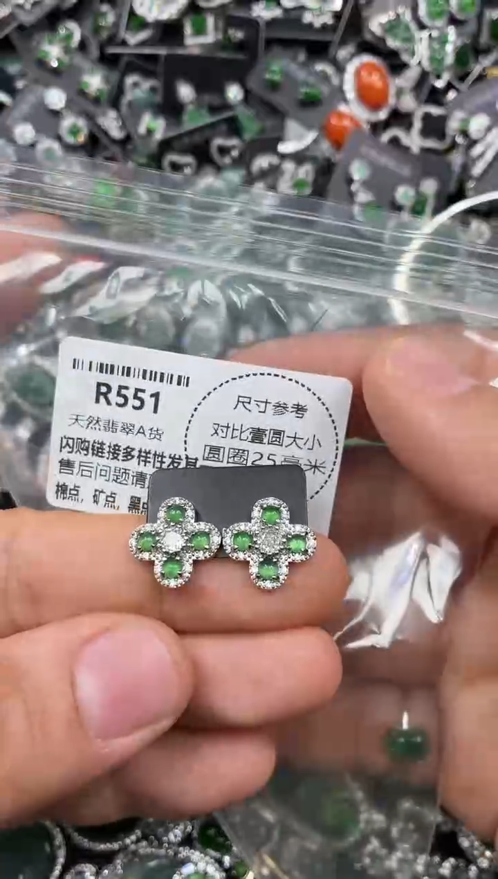 颈饰未镶嵌翡翠R551耳钉