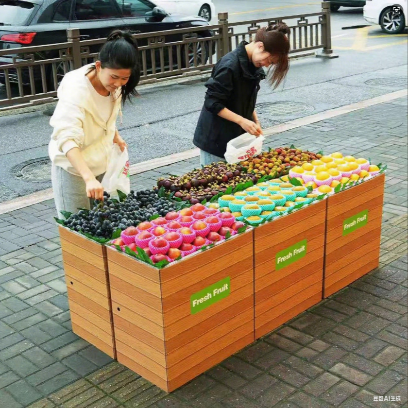 水果店折叠箱三只蚂蚁·纸质木屋水果陈列台外摆柜台一箱2只