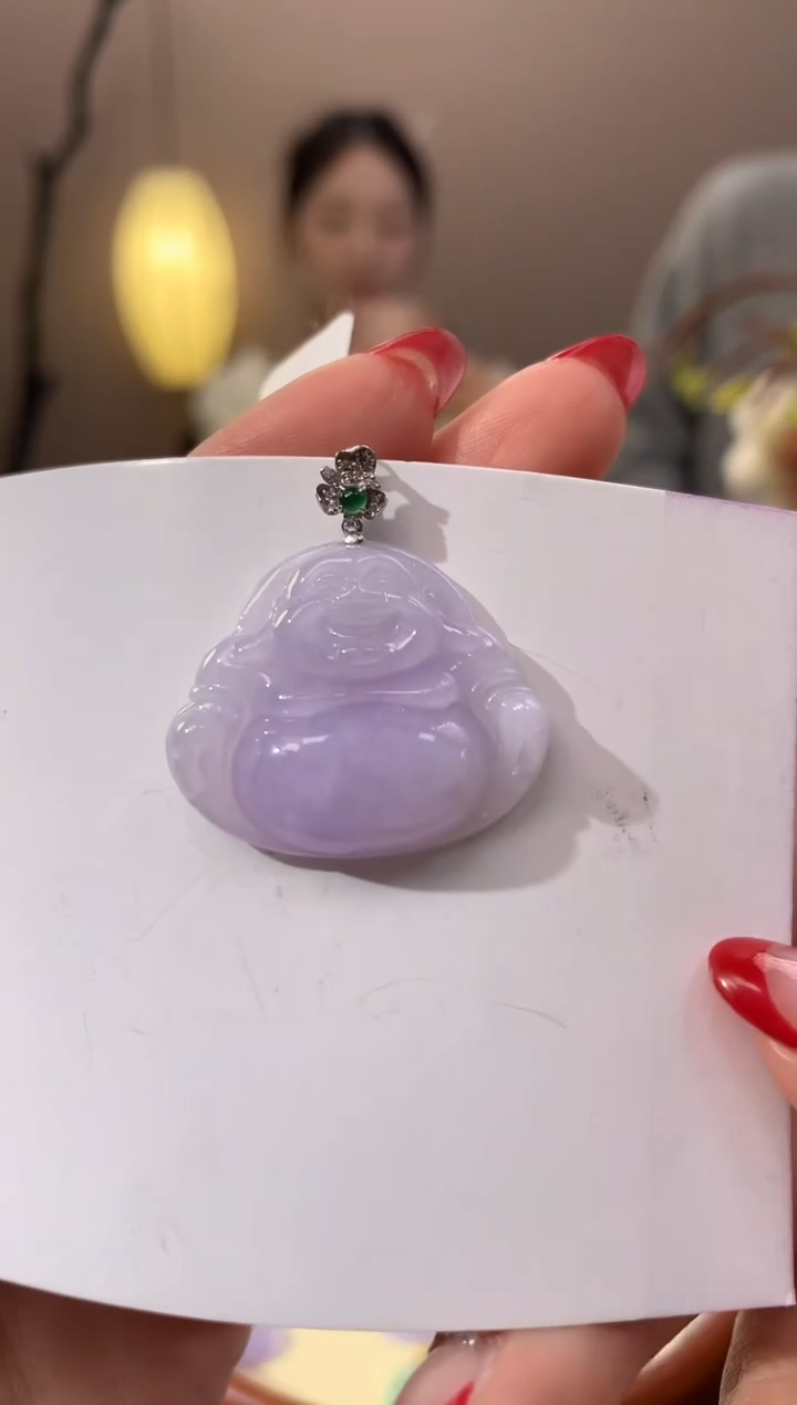 【闪购商品】翡翠颈饰18K金镶嵌天然缅甸a货翡翠