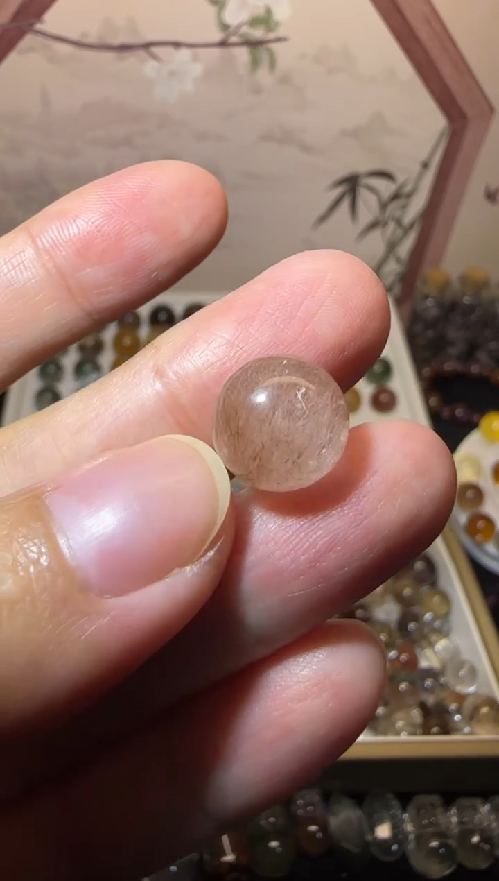 未镶嵌珠宝半成品水晶11mm+兔毛单珠