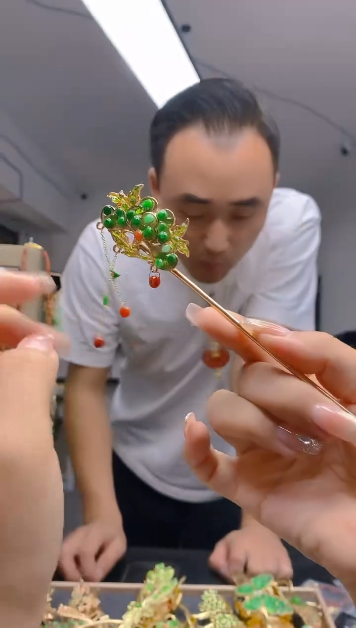 【闪购商品】翡翠耳饰合金321翡翠发簪