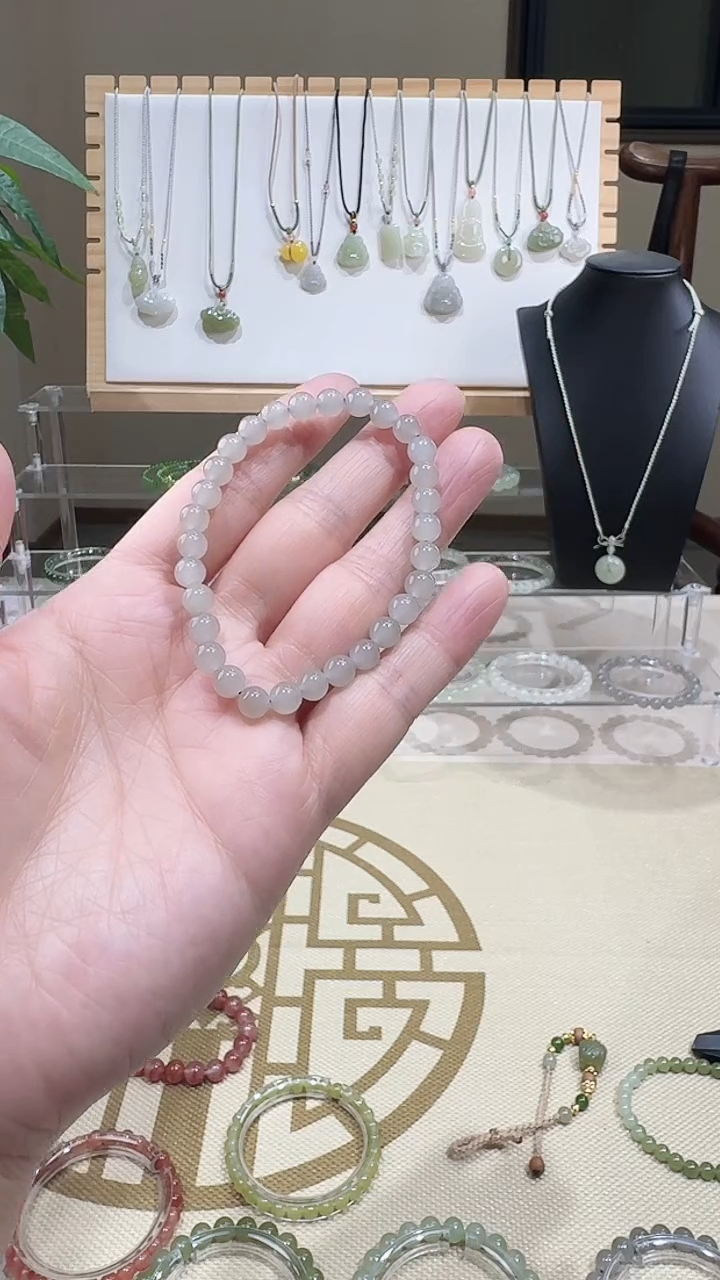 未镶嵌手串和田玉烟紫手串6mm