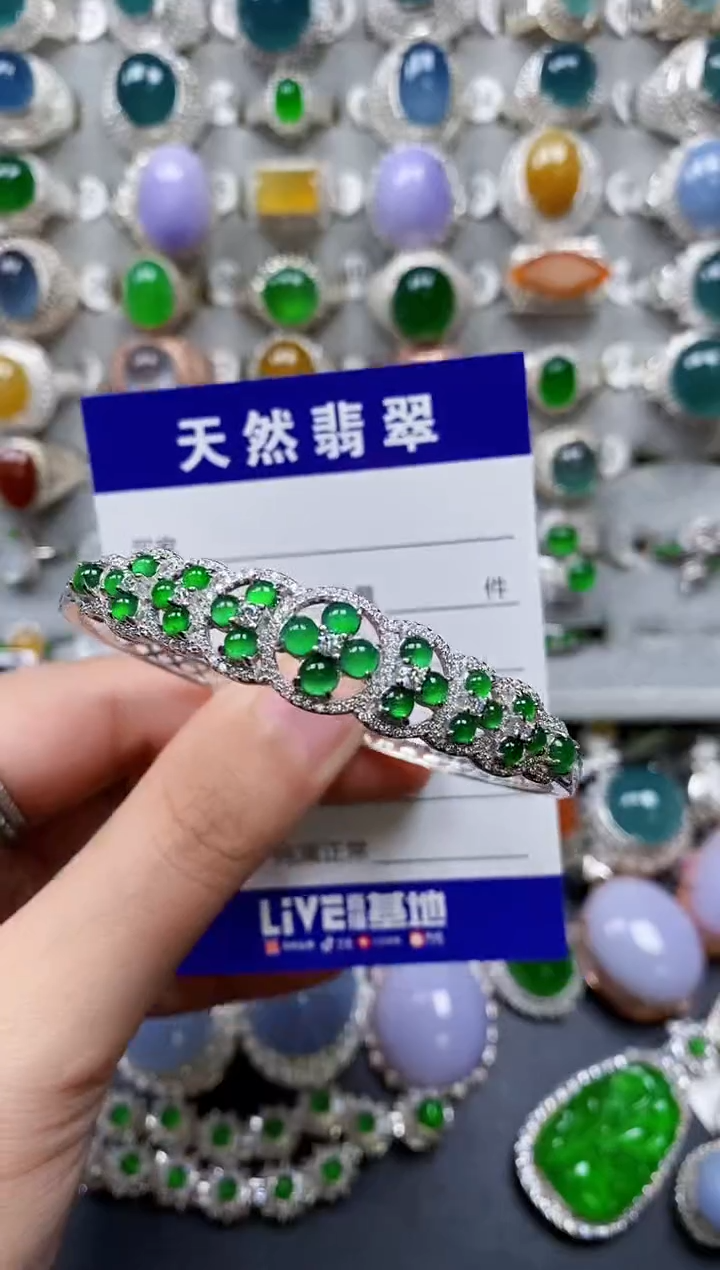 【闪购商品】翡翠手镯银S925镶嵌0229