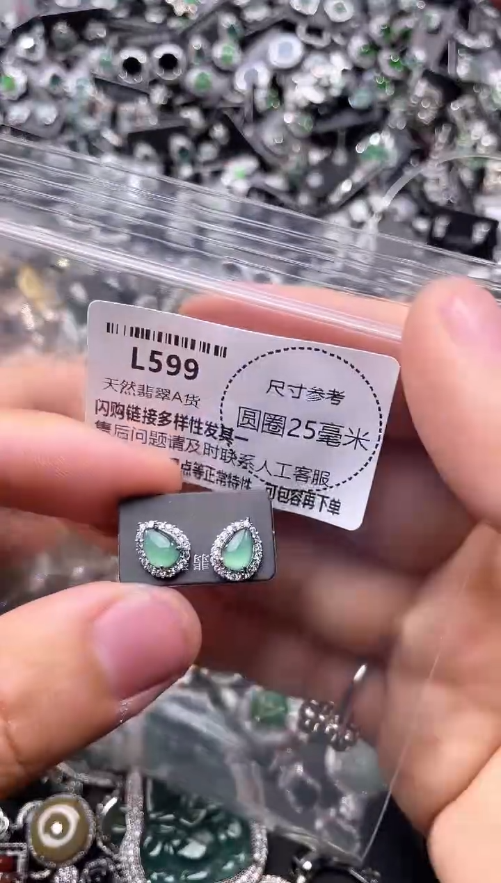 翡翠未镶嵌颈饰L599耳钉