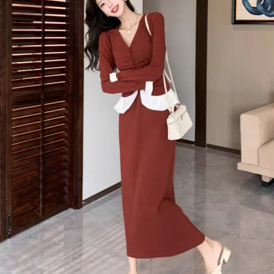 早秋时尚穿搭【24C06】韩系时尚安哥拉红早秋新款套装高腰显瘦收腰