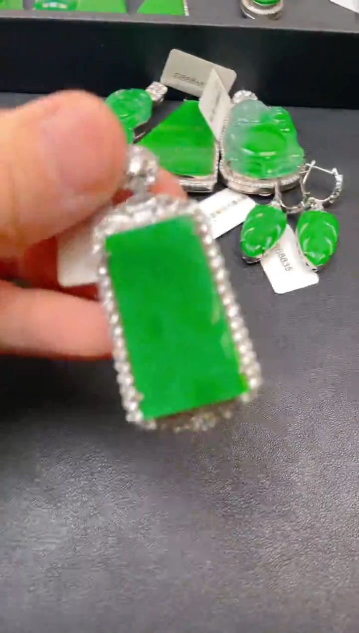 银S925镶嵌挂件翡翠吊坠