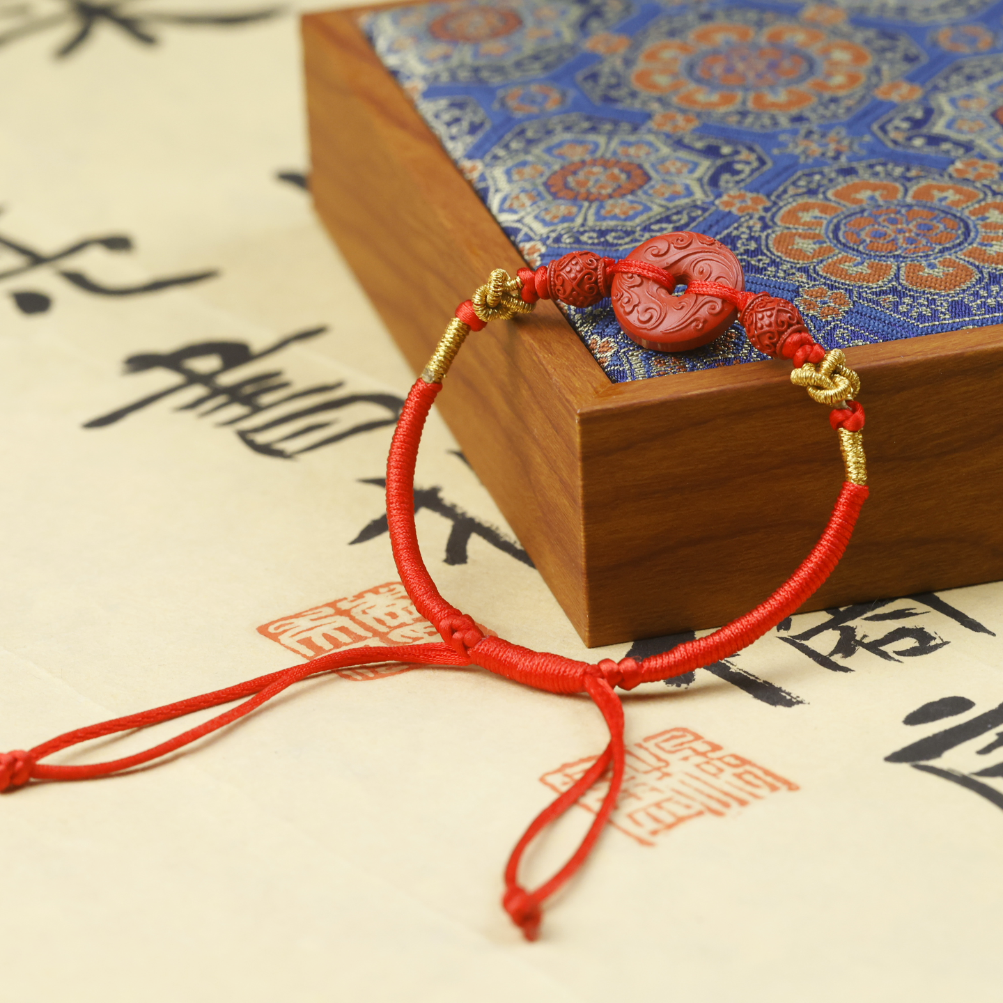 含辰砂工艺品Y【祥云平安扣手绳】高含量朱砂平安扣~扣平安儿童手绳