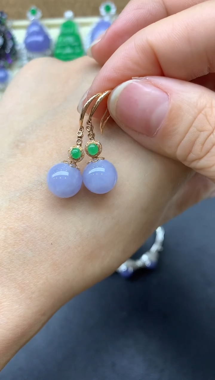 【闪购商品】翡翠耳饰18K金镶嵌438-中国好珍宝