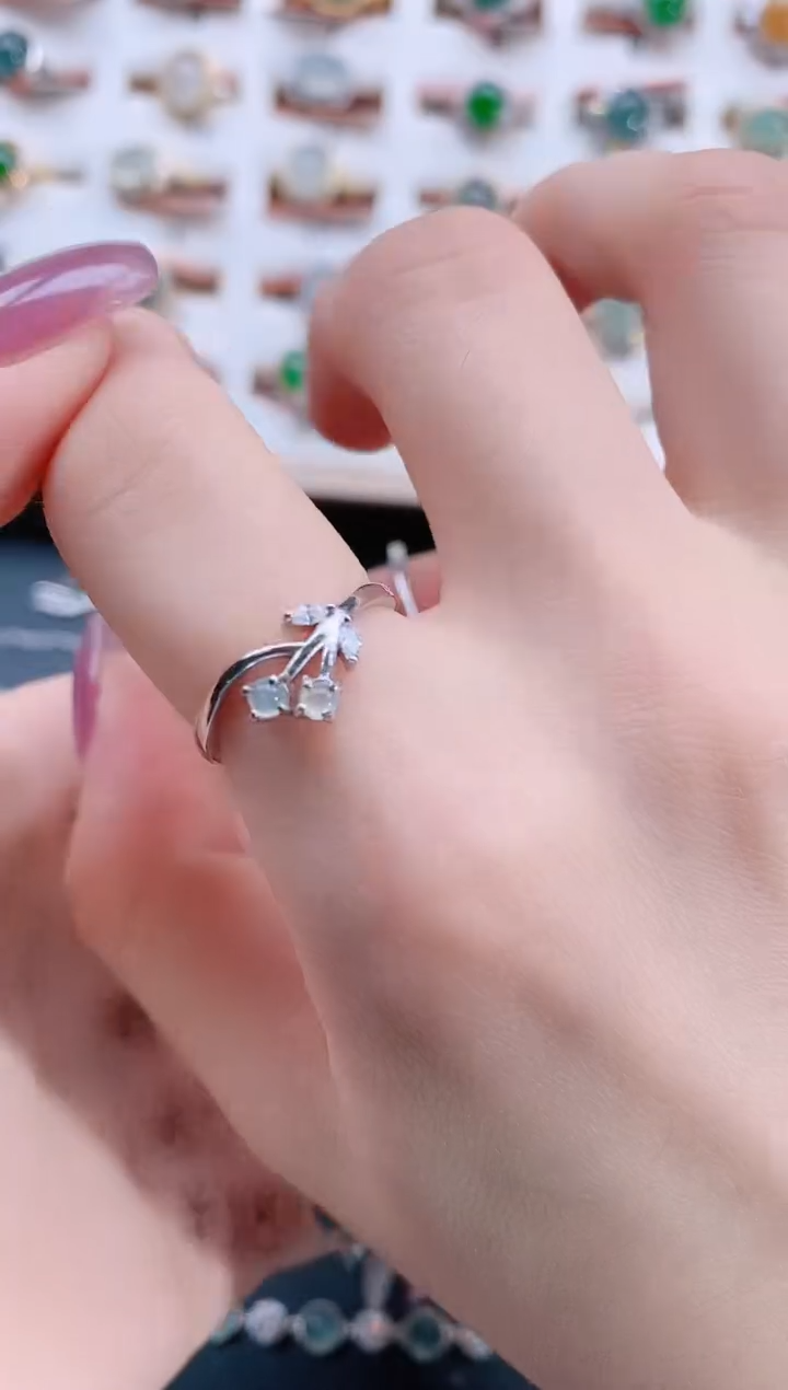 银S925镶嵌戒指翡翠天然翡翠