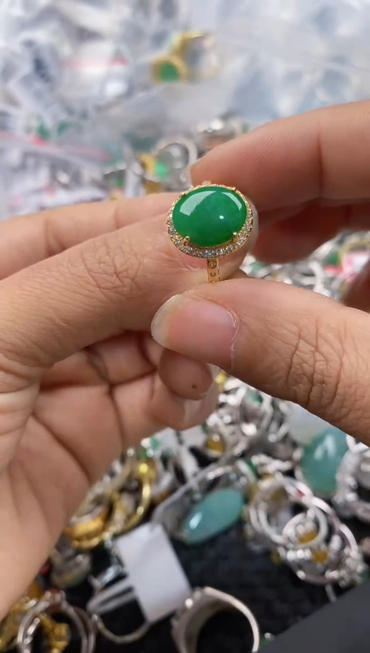 银S925镶嵌戒指翡翠888---3