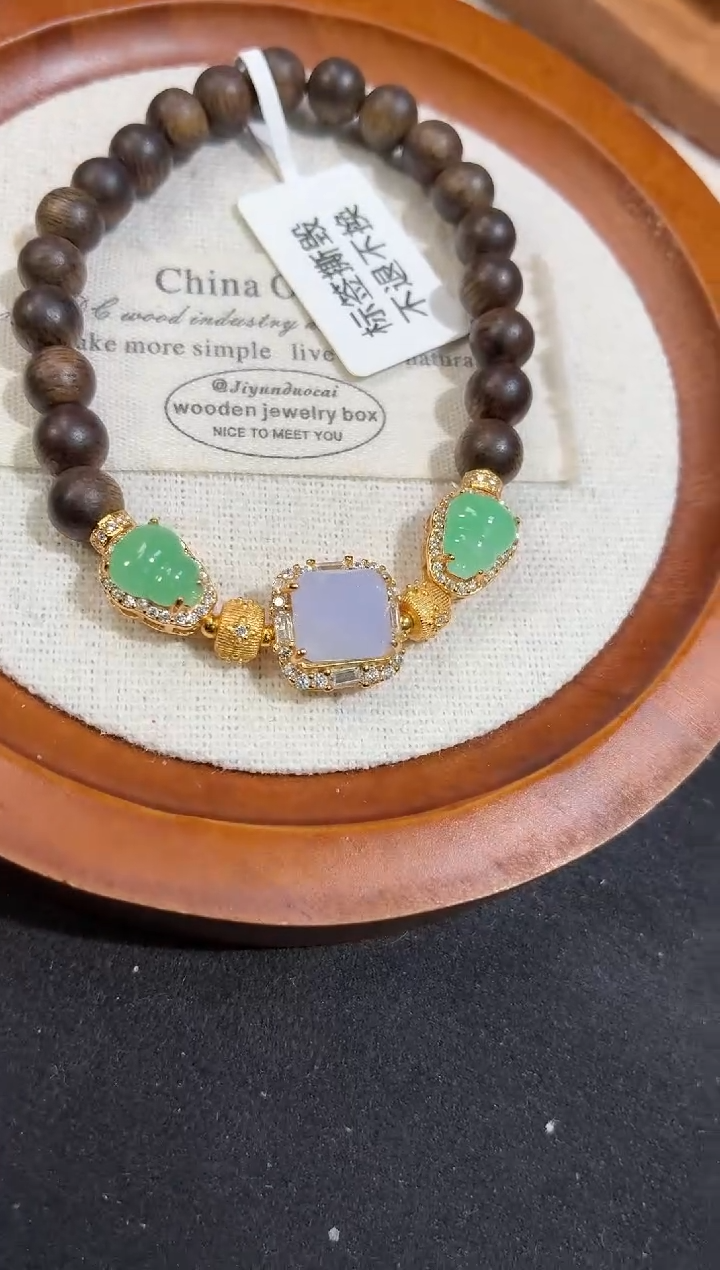 吊坠(不含链)银S925镶嵌翡翠手串