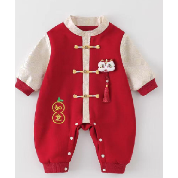 婴幼儿可爱休闲百搭款式百搭宝宝衣服外出如意葫芦立领棉哈衣