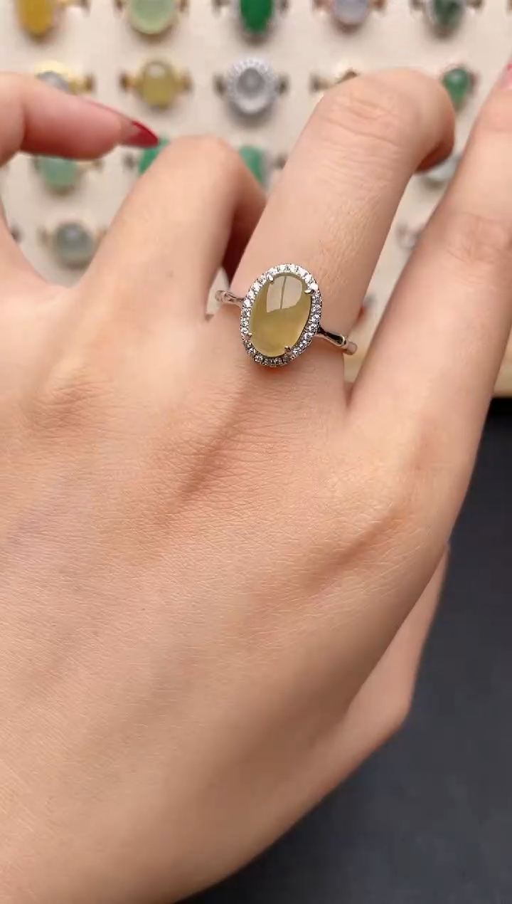 【闪购商品】翡翠戒指银S925镶嵌一物一证一礼盒