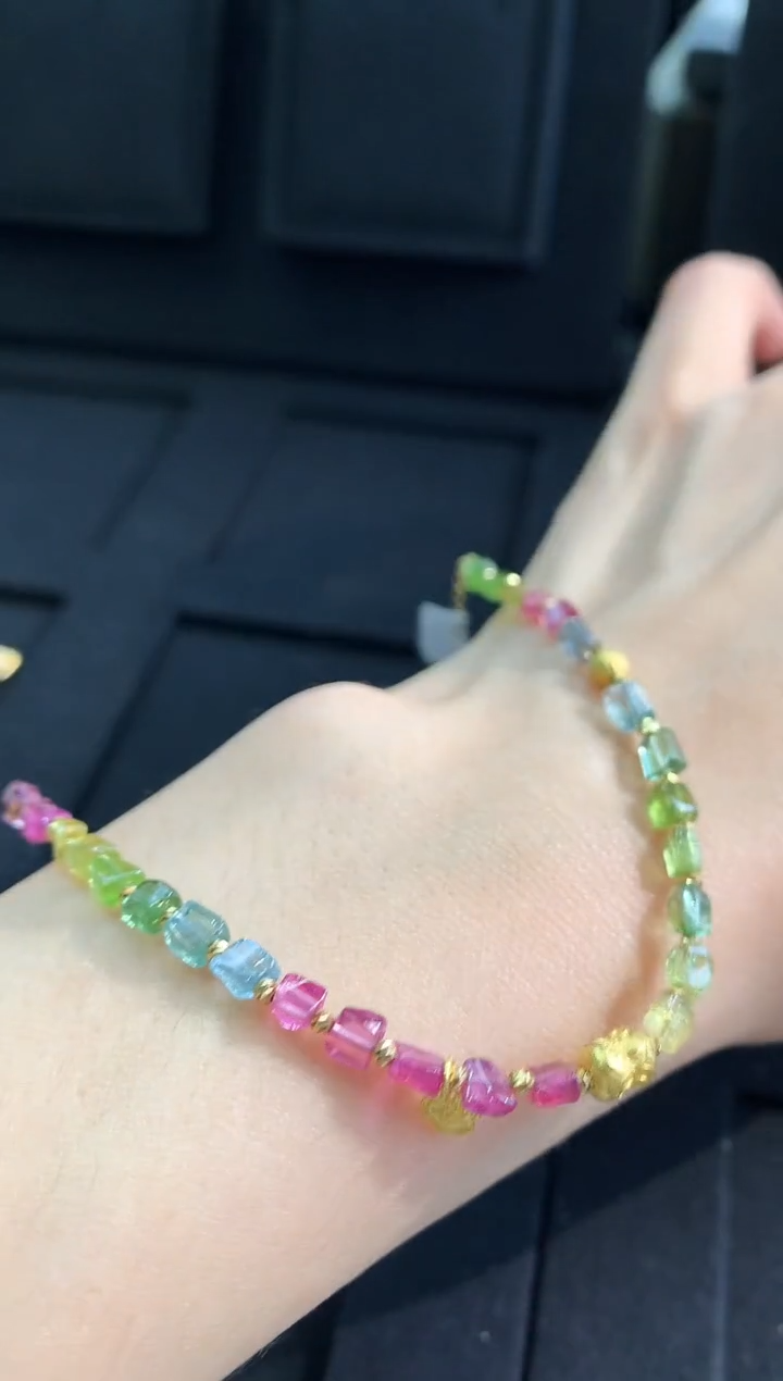【闪购商品】碧玺手链18K金镶嵌手链