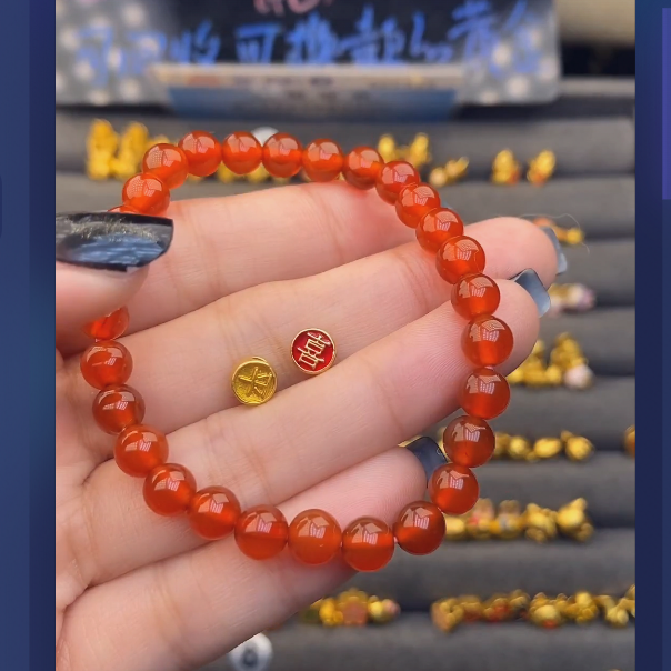 足金999平+喜玛 瑙手串/ 多样性发