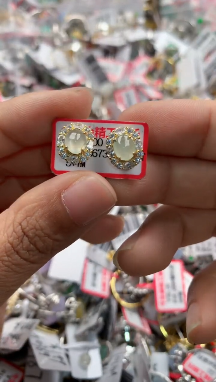 银S925镶嵌戒指翡翠4444----4