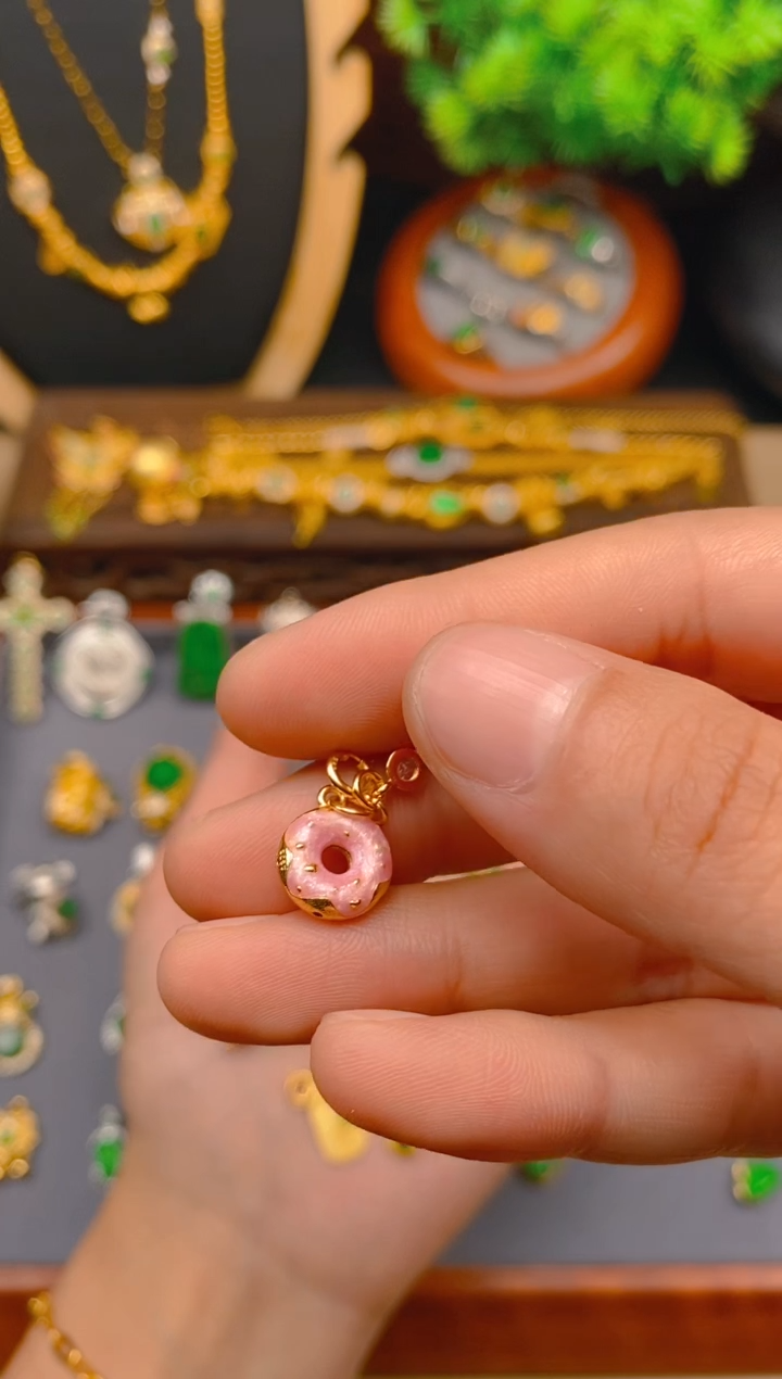 翡翠银S925镶嵌吊坠(不含链)甜甜圈