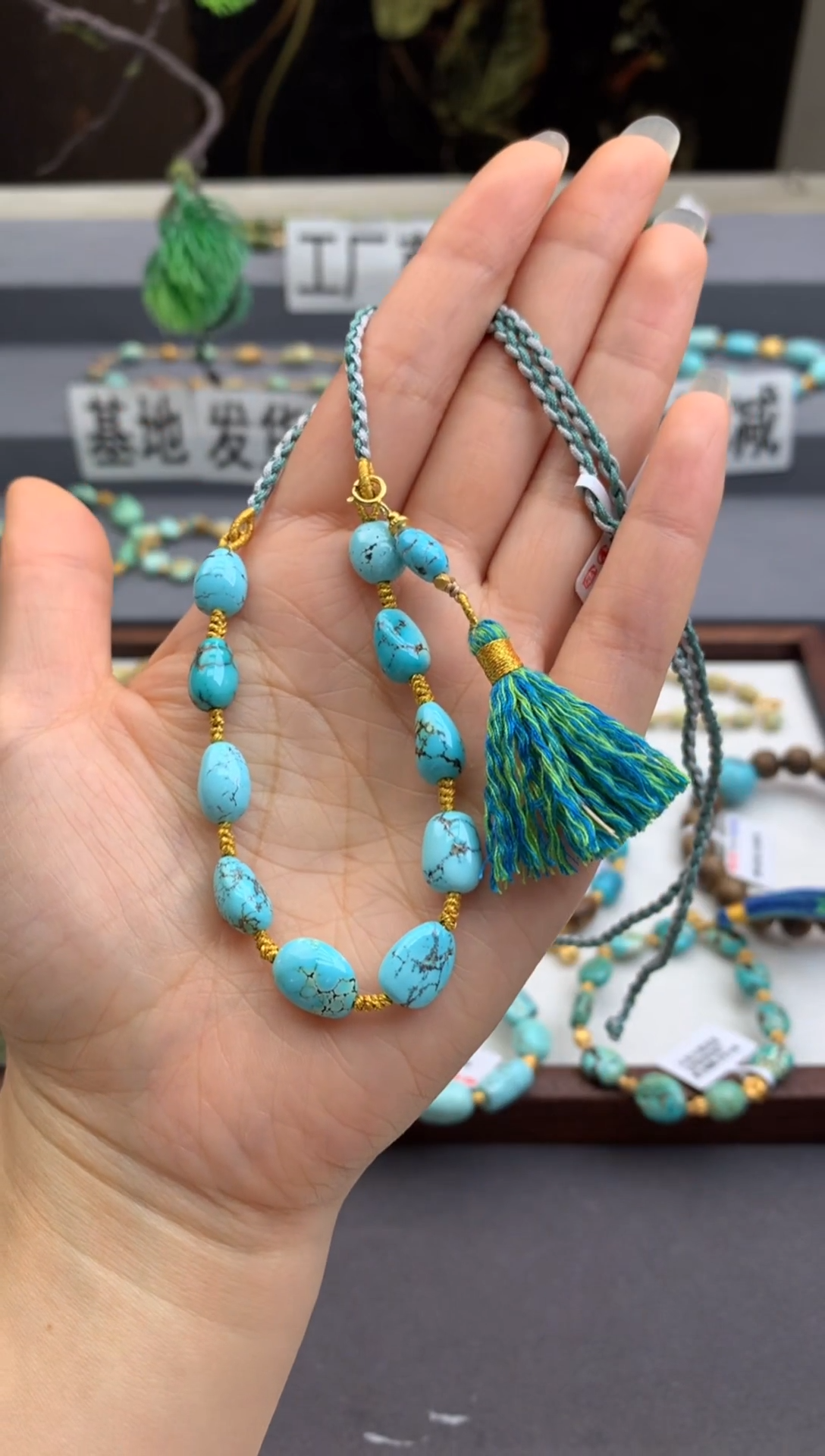 未镶嵌绿松石锁骨链茜.B98