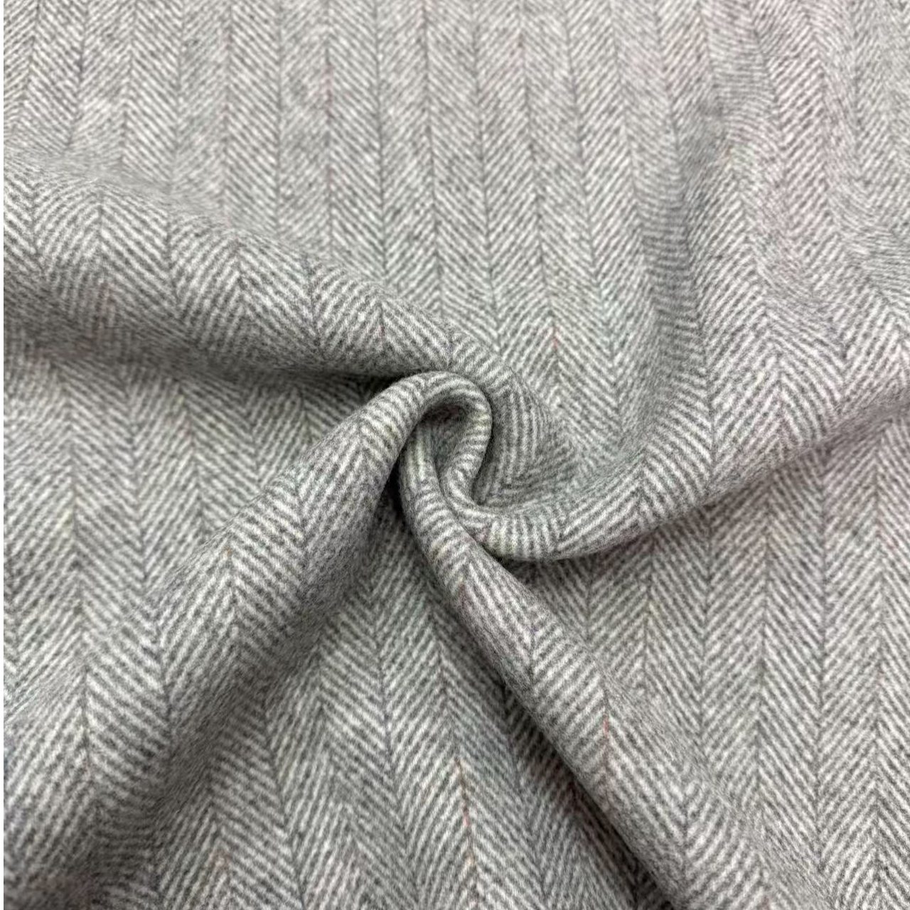 1000克【灰色彩条人字纹双面羊毛呢】冬季羊毛马甲西服外套面料