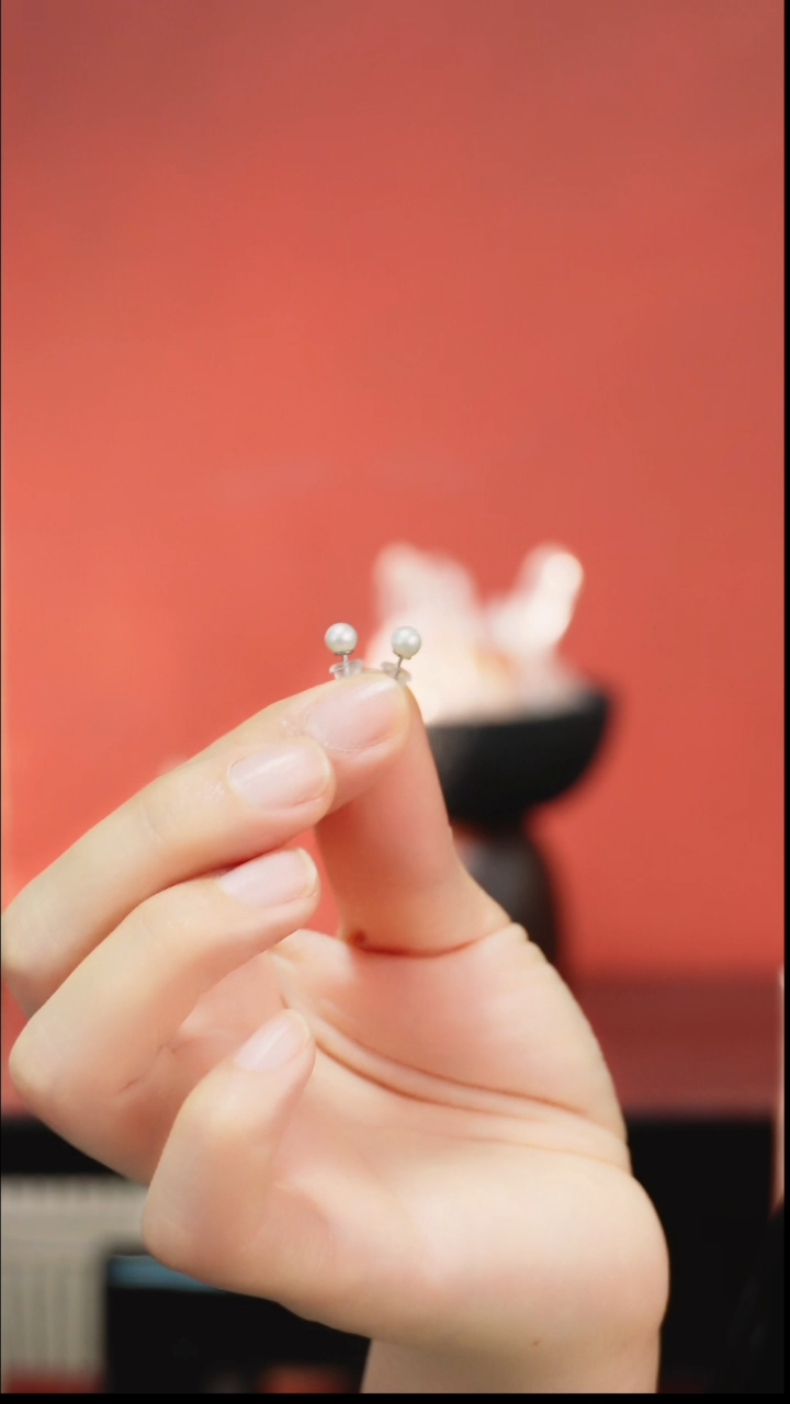 银S925镶嵌耳饰淡水珍珠耳饰