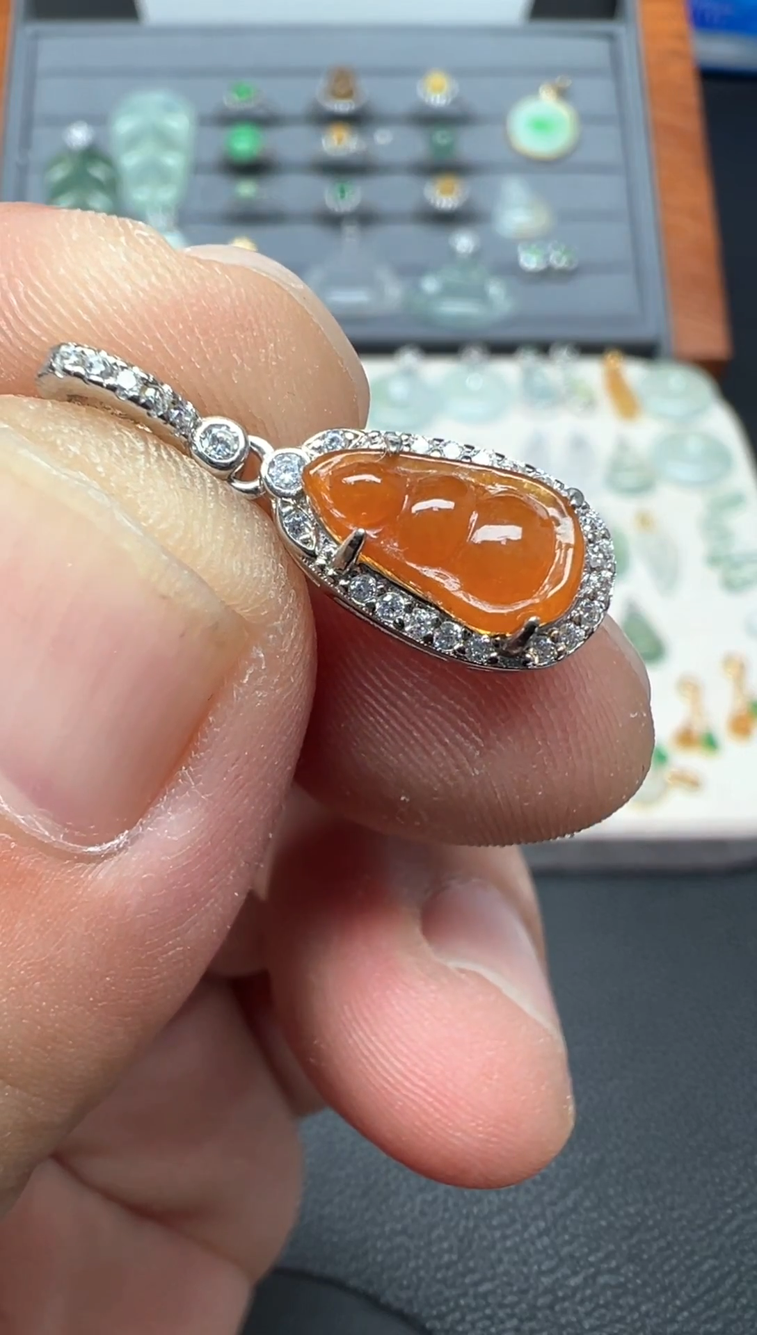 颈饰银S925镶嵌翡翠（15号链接）纯天然缅甸翡翠豆子(滴溜)